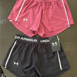 Under Armour Girls Athletic Shorts - Rose Pink and Black